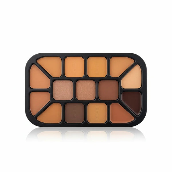 15-Colour Face Contour & Highlight Palette 75g Matte Sculpting, Bronzer & Concealer